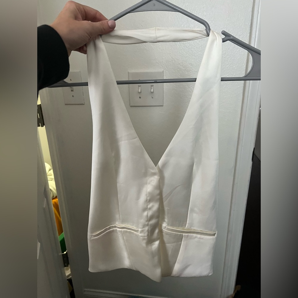 Zara White Satin Halter Top